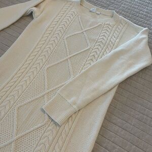 Kids Cream Cable Knit Sweater Dress